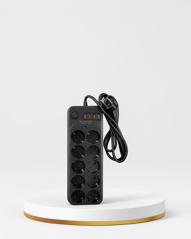 USB Type-C 10'lu Grup Priz 2m 2500W Güç Kapasiteli Termal Koruma Sistemi