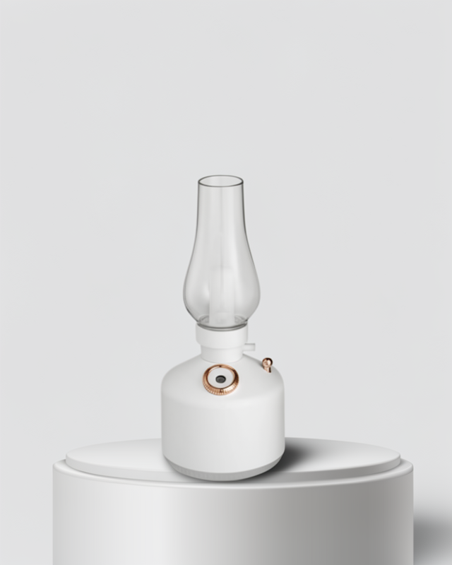 Ledli Buhar Püskürtücü Aroma Difüzör Retro Gaz Lambası Tasarımıyla