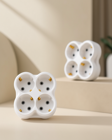 2 Adet Set Kablosuz Duvar Tipi 4’lü Priz Çoğaltıcı Adaptör