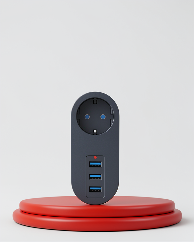 Güçlü 2500W, Isı ve Çocuk Koruması ile USB’li Akım Korumalı Priz