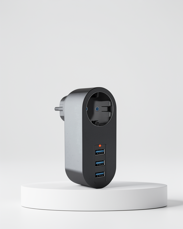 Akıllı Akım Dengeleme Özellikli 3 USB'li Termal Akım Korumalı Priz