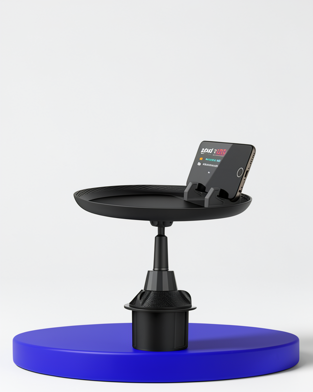 Telefon Standlı Geniş Yemek Alanlı 360° Döner Araç Bardaklık Tepsisi