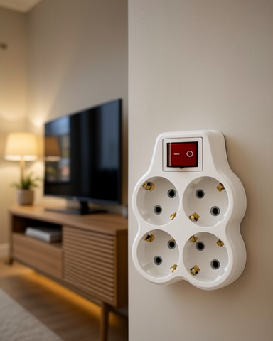 Anahtarlı 4’lü Kablosuz Duvar Tipi Elektrik Priz Çoğaltıcı