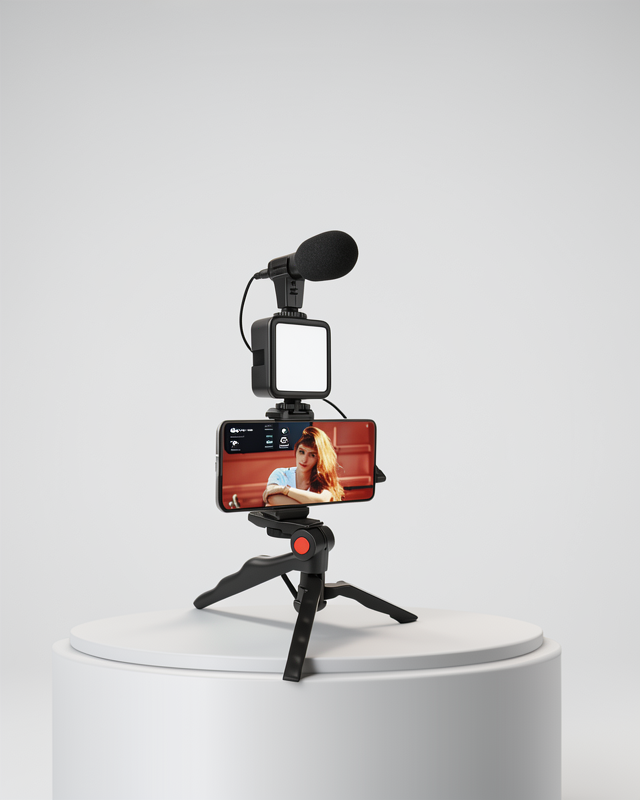 Tripod, LED Işık, Harici Mikrofon ve Bluetooth Kumanda ile Video Çekim Kiti