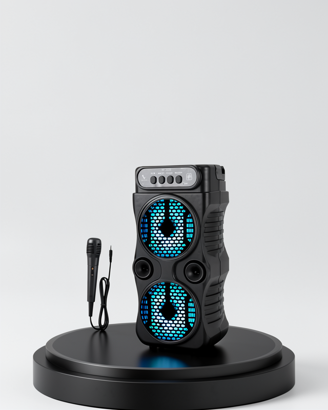 LED Işıklı, FM Radyolu, Mikrofon Girişli Taşınabilir Bluetooth Hoparlör