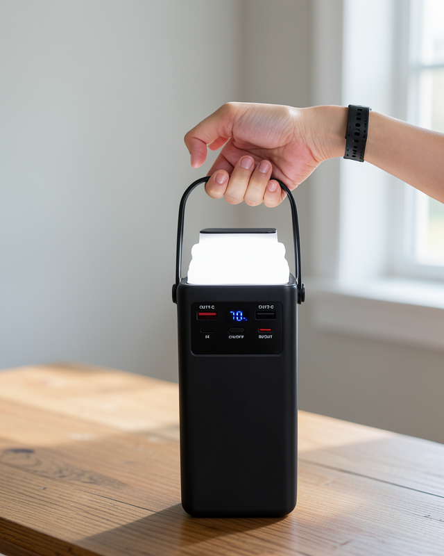 50.000 mAh Kapasiteye Sahip LED Aydınlatmalı Powerbank 22,5 W Hızlı Şarj 4 Dahili Kablo ile Dijital Pil Göstergesi