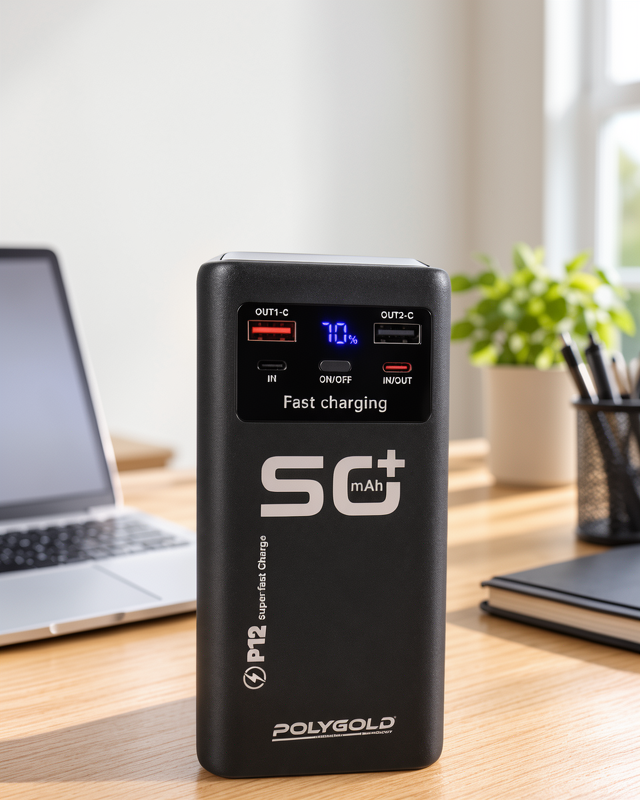 50.000 mAh Kapasiteli Powerbank 22,5 W Hızlı Şarj 4 Dahili Kablo ve LED Işık