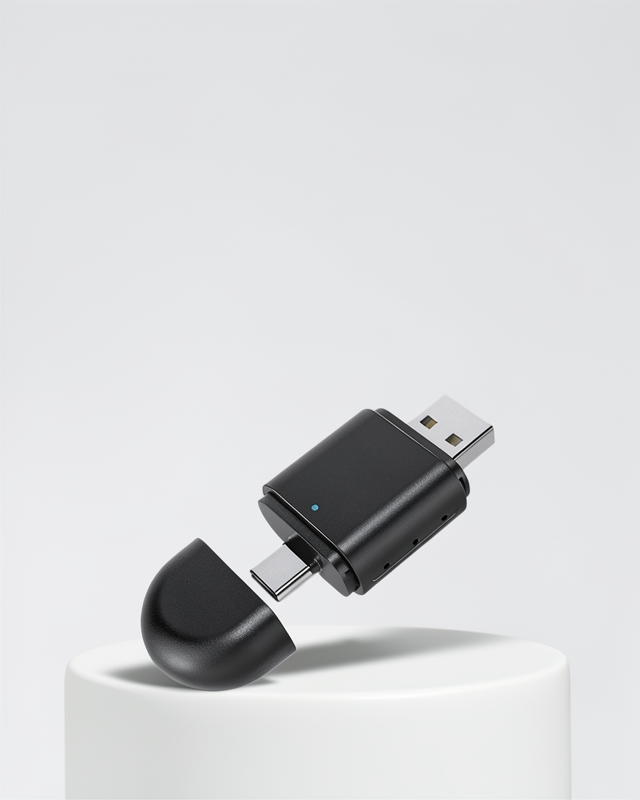 USB-A ve Type-C Girişli Akıllı Dönüştürücü – Kablosuz CarPlay ve Android Auto Adaptörü