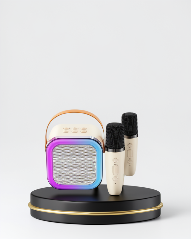 Type-C Şarjlı ve Renkli LED Işıklı Bluetooth Karaoke Hoparlör