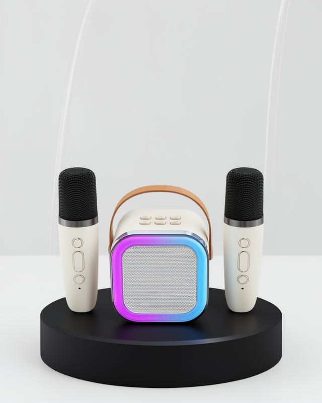 Çift Mikrofonlu Taşınabilir Karaoke Hoparlör Bluetooth 5.0