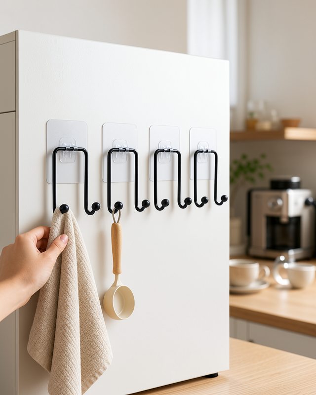 Çok Amaçlı Mutfak ve Banyo Düzenleyici Askılık - 4 Adet Yapışkanlı