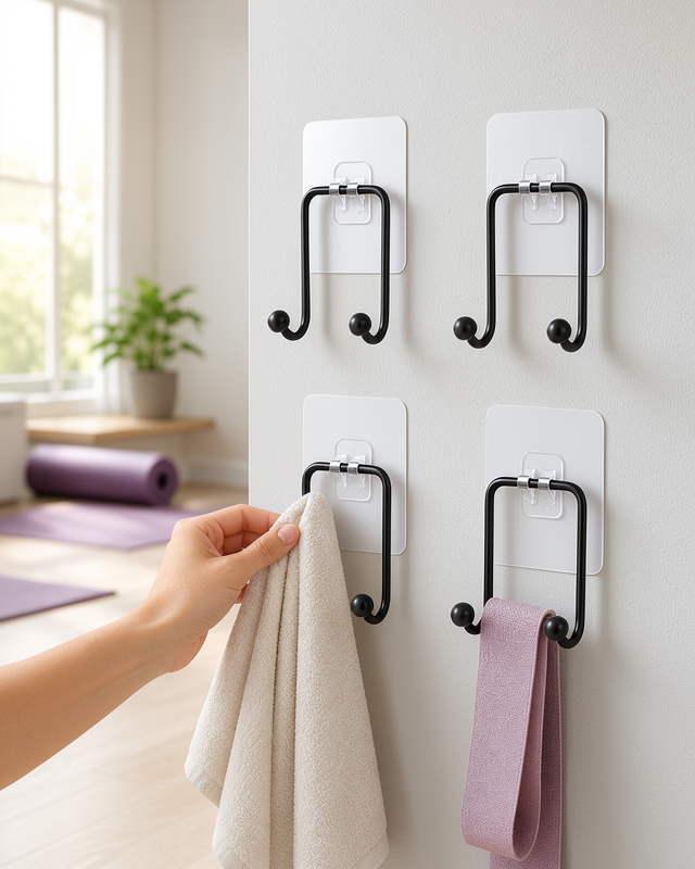 Pratik Ev ve Banyo Askılık Seti 4'lü Duvar Tipi Yapışkanlı Askı