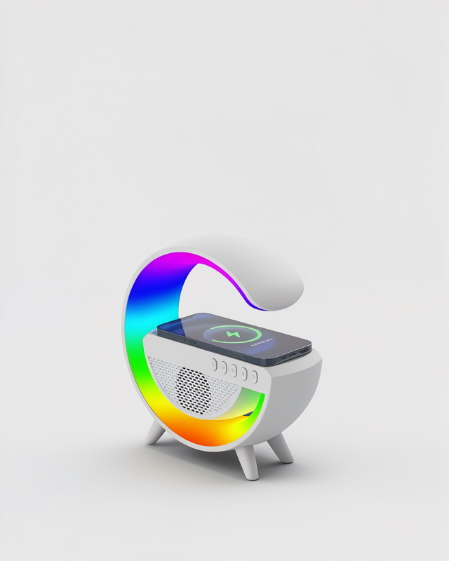 Akıllı Gece Lambası - FM Radyolu Kablosuz Şarjlı RGB Işıklı Hoparlör