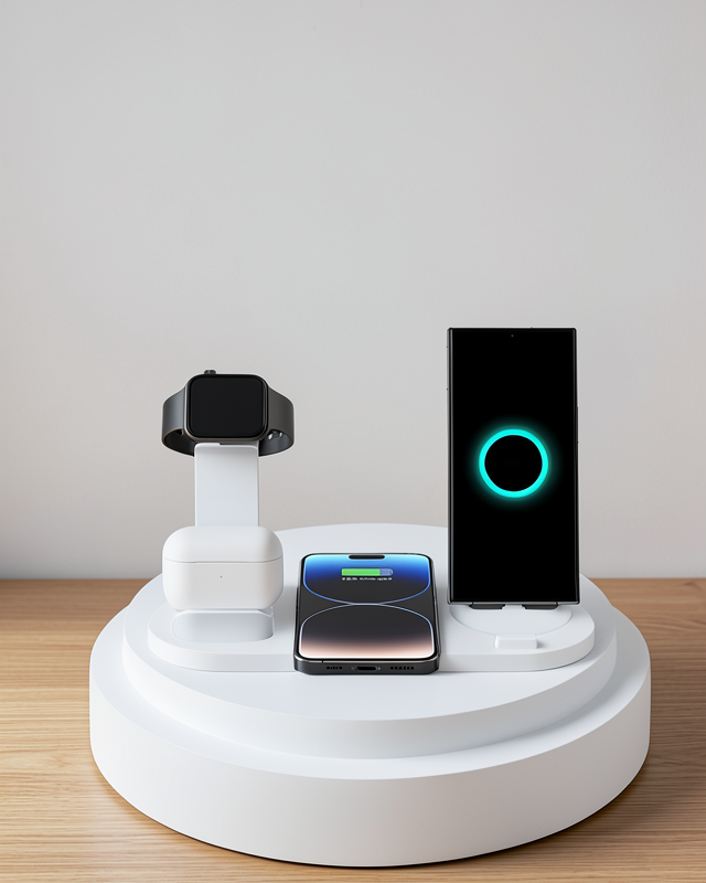 iPhone Watch ve AirPods ile uyumlu 4'ü 1 arada kablosuz şarj istasyonu