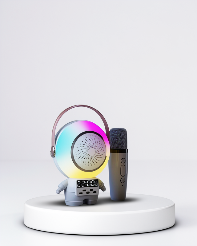 Kablosuz Mikrofon Karaoke Seti ve Astronot Tasarımlı Bluetooth Hoparlör