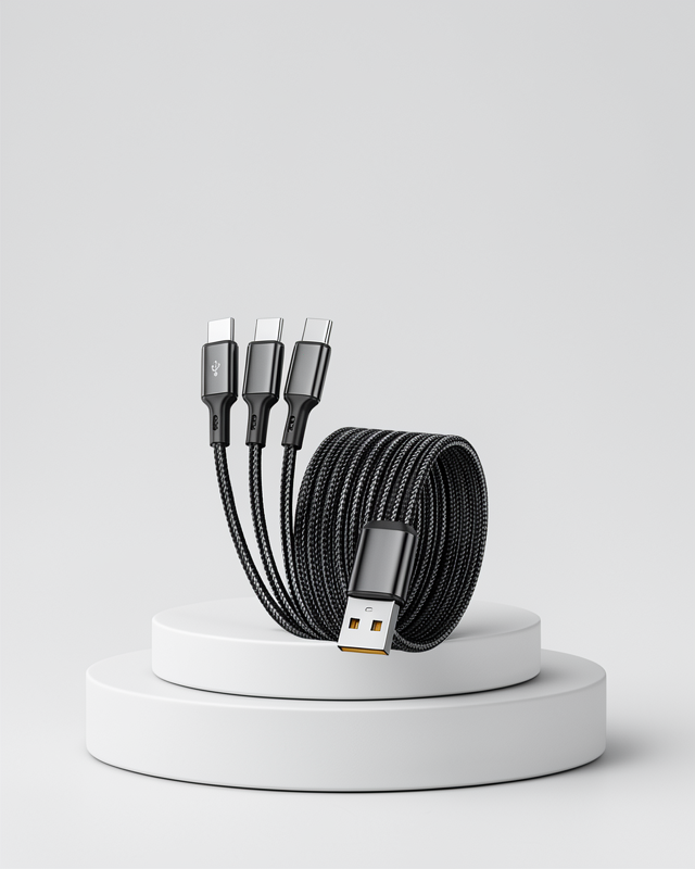 1,2m Çoklu USB Şarj Kablosu – Hızlı Şarj, 3A Güç Akımı