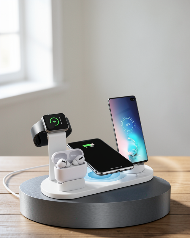 Kablosuz 4'lü Şarj Standı iPhone, Watch ve AirPods için Çoklu Şarj