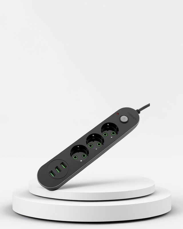 Üçlü Priz, 3 USB Girişi ile Hızlı Şarj Özelliği