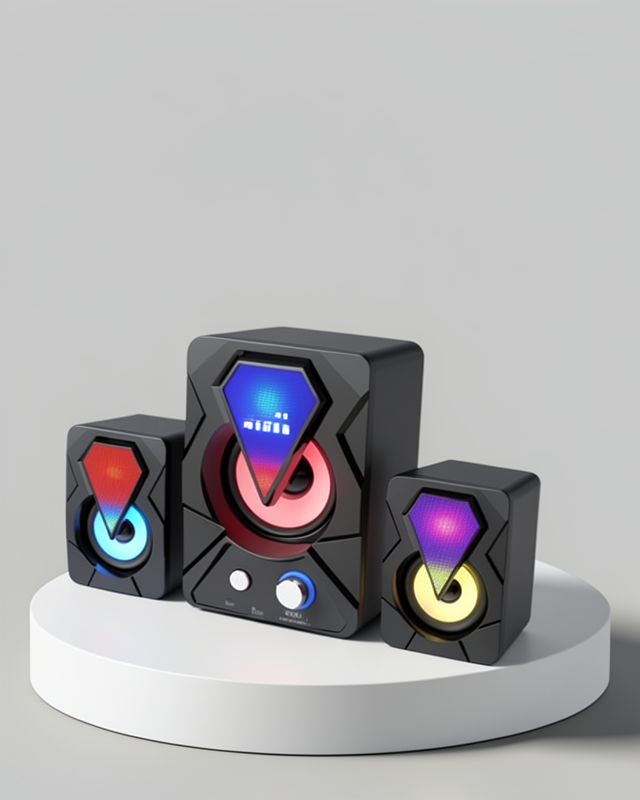 2.1 USB Oyun Hoparlörü RGB LED Işıklı Derin Bas ve Net Ses