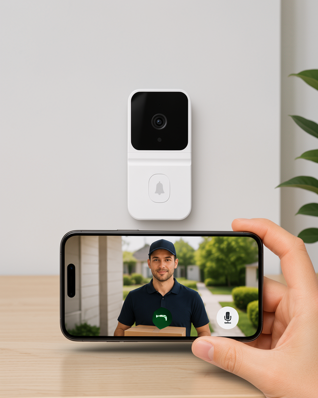 HD Kamera, Gece Görüşü ve Çift Yönlü Konuşma Özellikli Wi-Fi Beyaz Görüntülü Kapı Zili