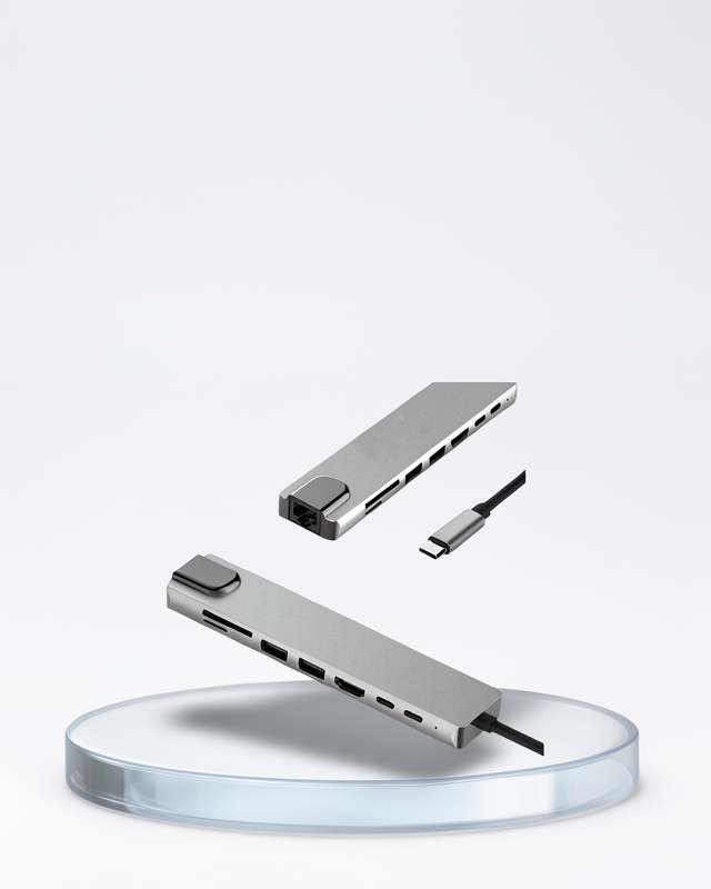 USB-C Çoklu Bağlantı Hub'ı – 5 Gbps, 100-240 V, Dayanıklı Alüminyum Tasarım
