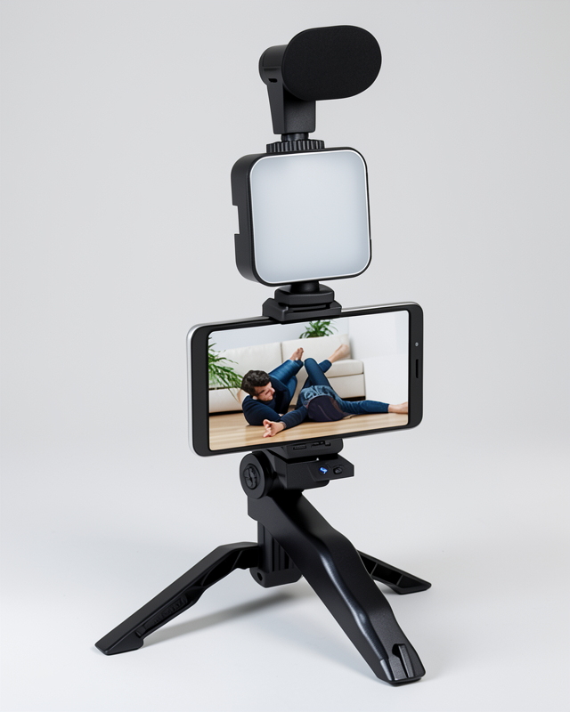Işıklı Mikrofonlu Telefon Tutucu Youtuber Video Kayıt Seti
