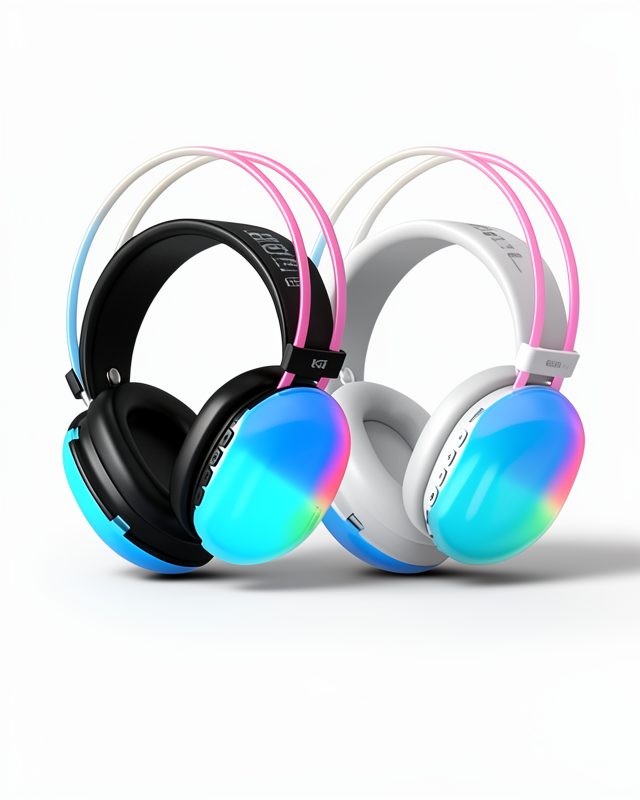 Unısex Renkli Işıklı Kulaklık Kablosuz Bluetooth Kulak Üstü