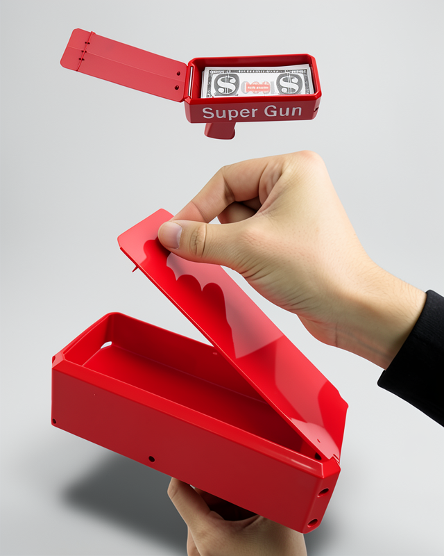 Super Money Kırmızı Para Fırlatma Tabancası Makinesi Oyuncağı