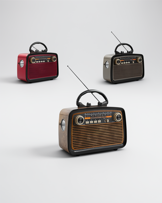 Ahşap Görünümlü Vintage Işıklı Nostaljik Radyo Fm Bluetooth Hoparlör