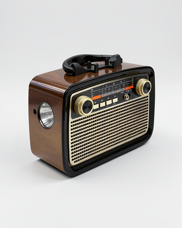 Nostalji Bluetooth Radyo Hoparlör Led Fener Işıklı USB-SD Kart Girişli Bataryalı