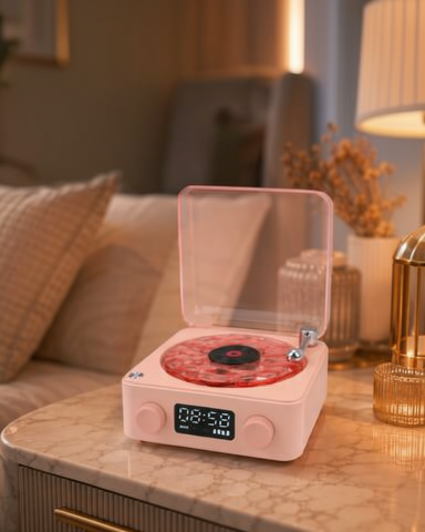 Şeffaf Su Dalgası Işıklı Dekoratif Dijital Saatli Gece Lambası Bluetooth Hoparlör