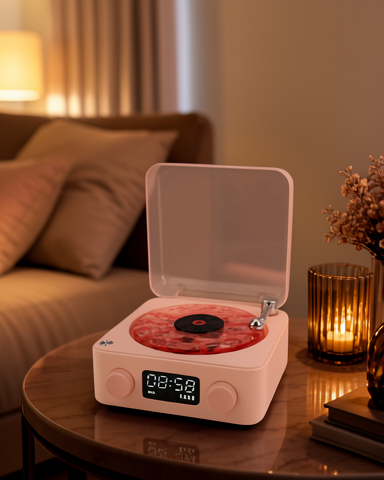 3-ü-1 Cihaz: Su Dalgası Efektli Gece Lambası, Stereo Bluetooth Hoparlör ve Dijital Saat