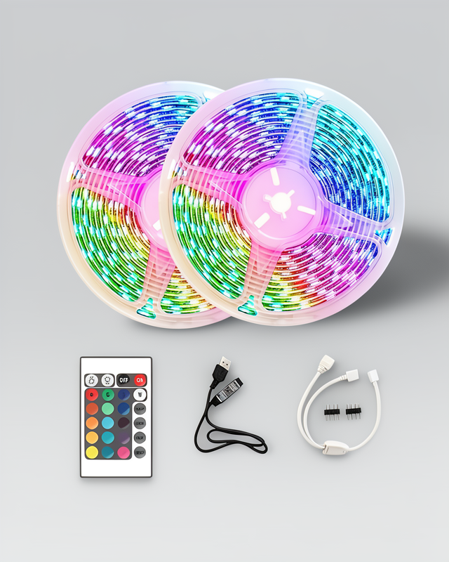 Kumandalı 10M Renkli RGB Şerit LED İç Mekan Aydınlatma