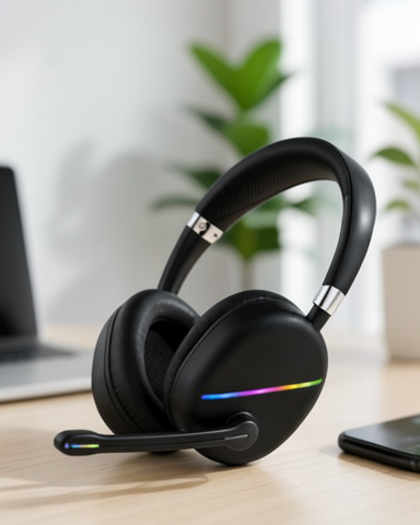Uzun Süreli Kullanım İçin Type-C Şarjlı RGB Işıklı Bluetooth Mikrofonlu Kulaklık