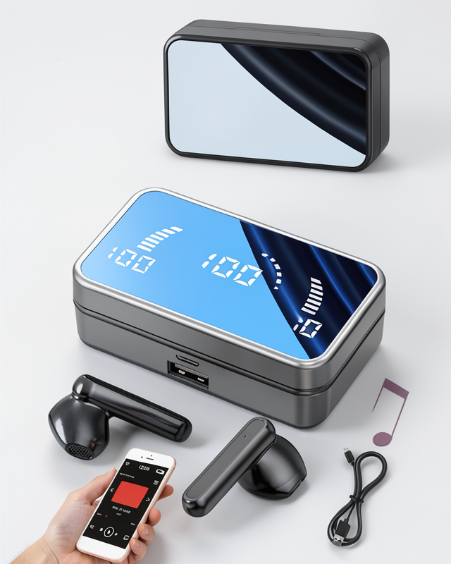 Bluetooth Bağlantılı Dijital Göstergeli Powerbank Özellikli Yeni Nesil Kablosuz Kulaklık