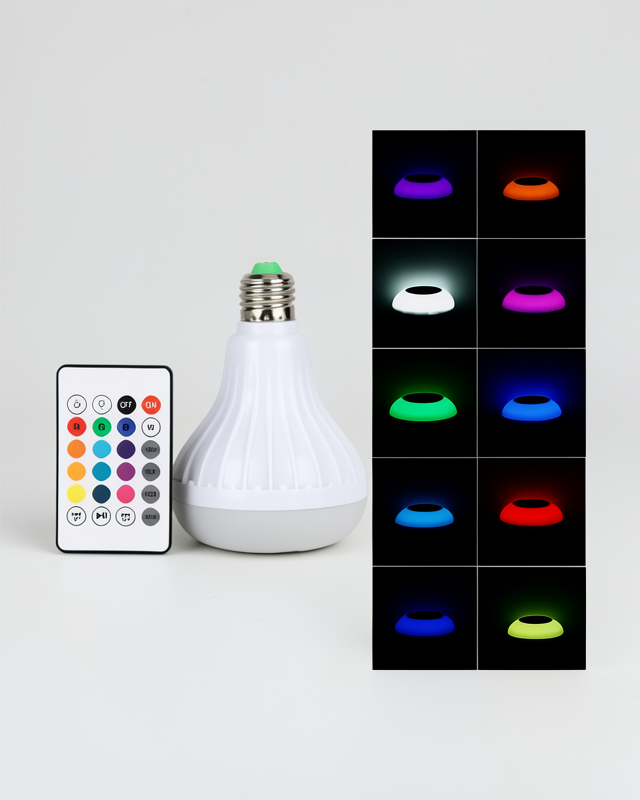 Bluetooth Hoparlör Ses Lambası Renkli Ampul Kumandalı RGB Led Işık