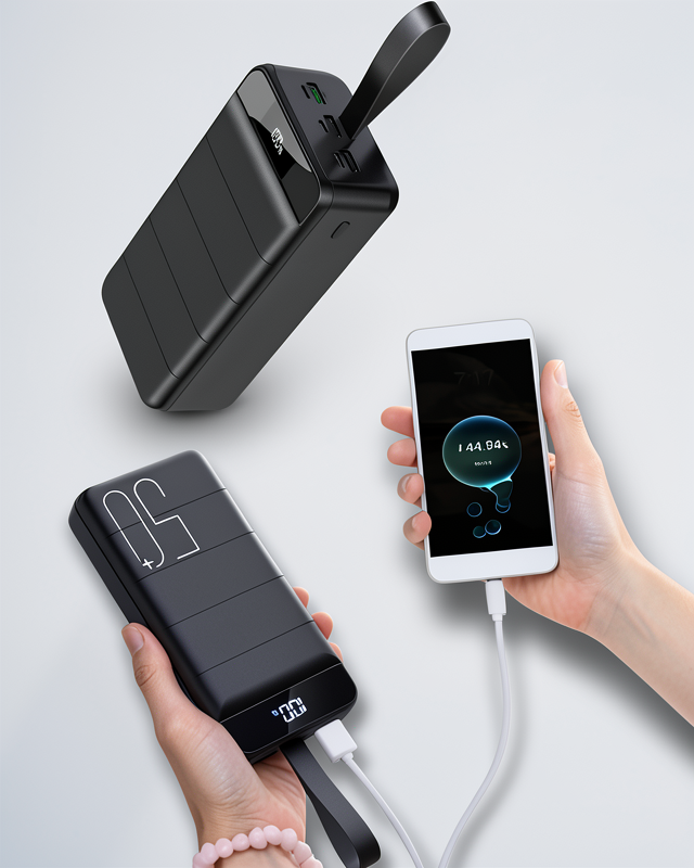 50.000 mAh Kapasiteli Taşınabilir Powerbank, 4 Girişli Hızlı Şarj ve Fener