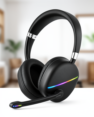 Type-C şarjlı RGB aydınlatmalı mikrofonlu Bluetooth kulak üstü kulaklık