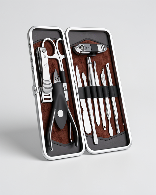 Özel Deri Çantada 12 Parça Manikür Pedikür Seti El Ayak Bakımı Akne ve Sivilce Temizleme