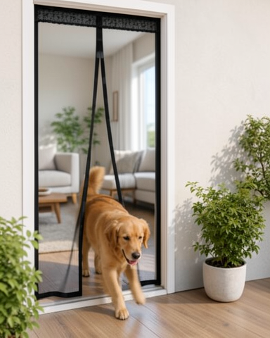 Balkon, bahçe, teras ve mutfak için pratik mıknatıslı file kapı sinekliği