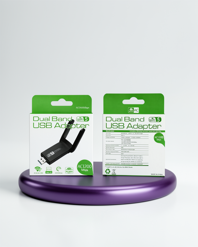 Çift Bant USB WiFi Adaptör 1200 Mbps – Geniş Uyumluluk, Güçlü Sinyal