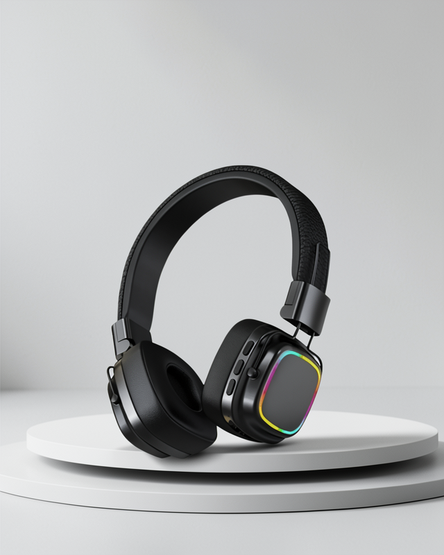 Bluetooth Kulak Üstü Kulaklık MT965, Kablosuz RGB Işıklı ve Katlanabilir