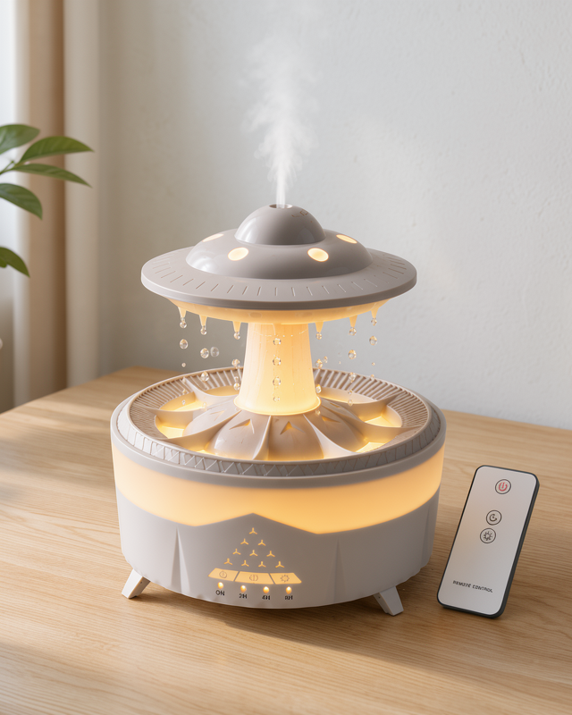 UFO 350 ML Uzaktan Kumandalı Hava Nemlendirici RGB Işıklı Yağmur Efekti