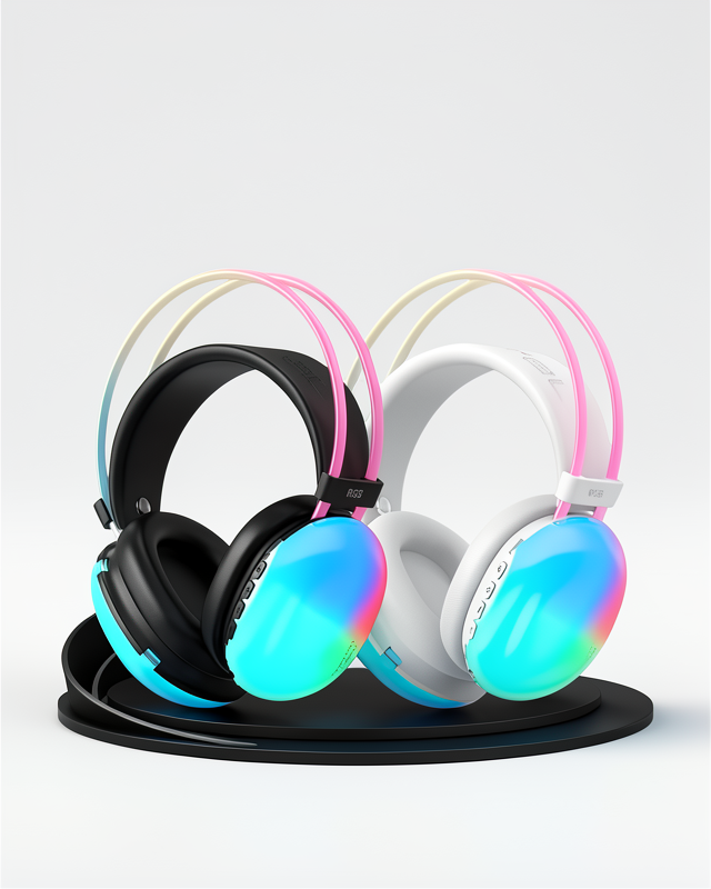 Kablosuz Uzun Süreli RGB Işıklı Yeni Nesil Kulak Üstü Bluetooth Kulaklık