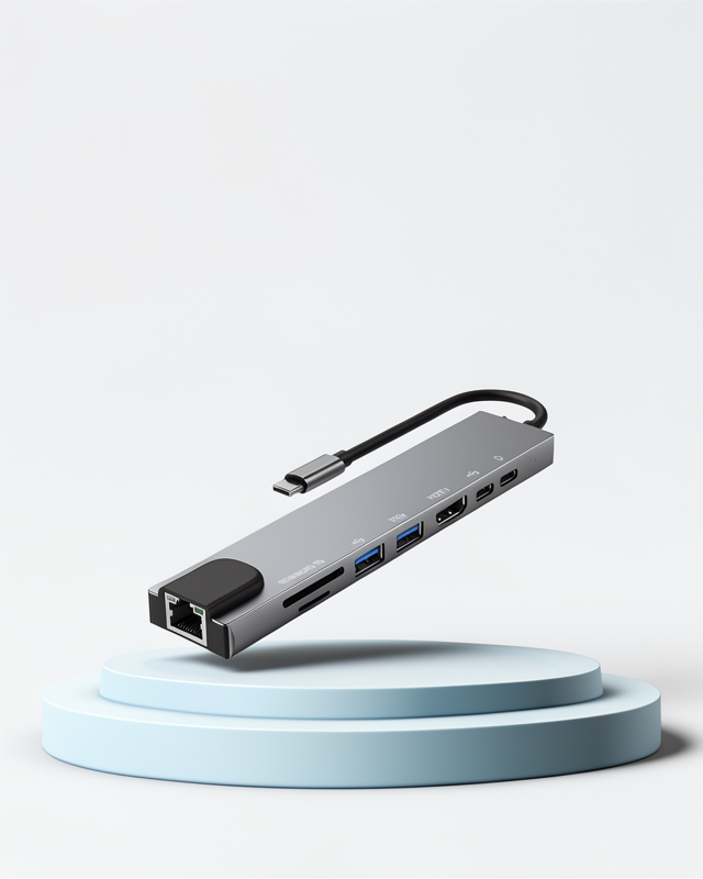 8 Portlu Macbook Çevirici Type C Hub  SD TF USB Çoğaltıcı Ethernet
