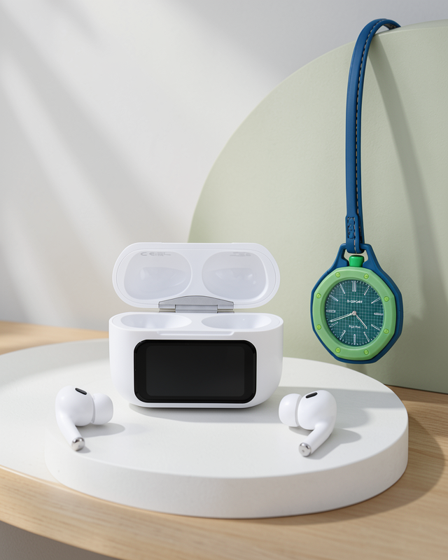 Yeşil Askılı Analog Charm Saat ve Bluetooth 5.4 Kablosuz Kulaklık Seti