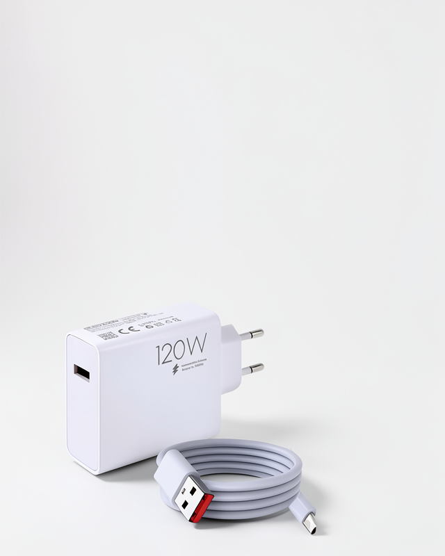 120W Beyaz Hızlı Çift Turbo Şarj Aleti Seti