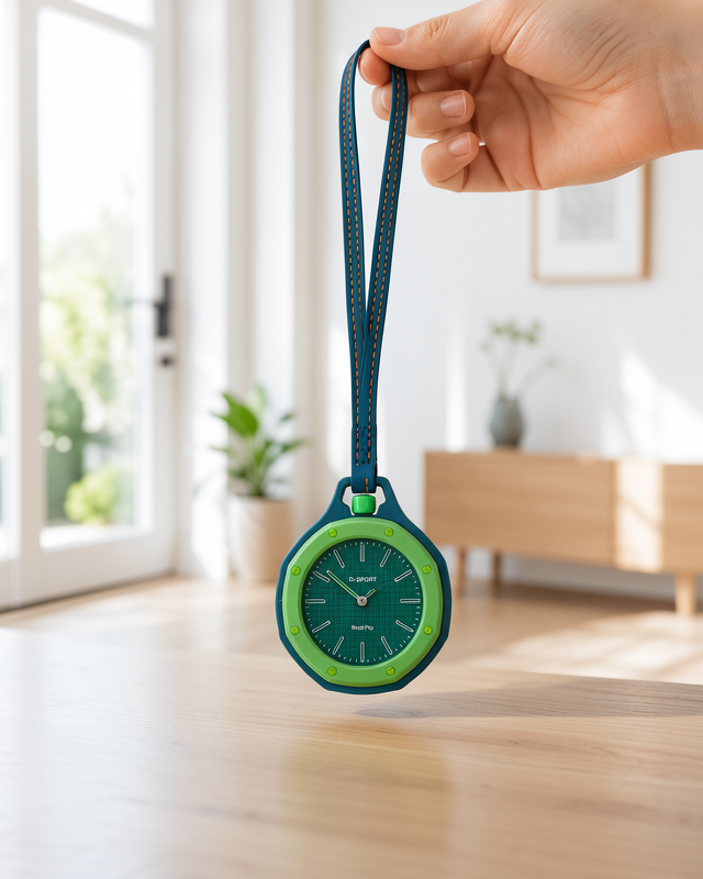 Yeşil Askılı Charm Analog Saat - Anahtarlık ve Sırt Çantası İçin