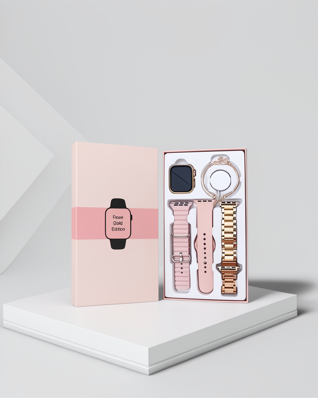 Kadın Akıllı Saat Rose Gold Android ve iOS Uyumlu 3 Kordonlu