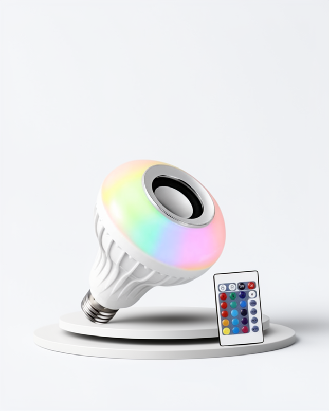 Kumandalı RGB Led Işık Bluetooth Hoparlör E27 12W Renkli Ampul